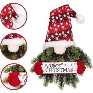 Christmas Wreath, Santa Gnome Christmas Hanging Sign Front Door Wall Decoration